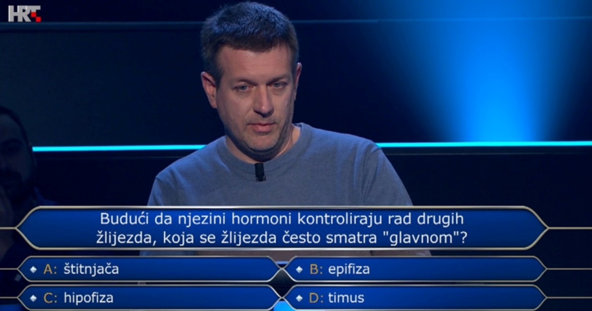 Profesor iz Zagreba u Milijunašu nije znao koja je glavna žlijezda. Znate li vi?