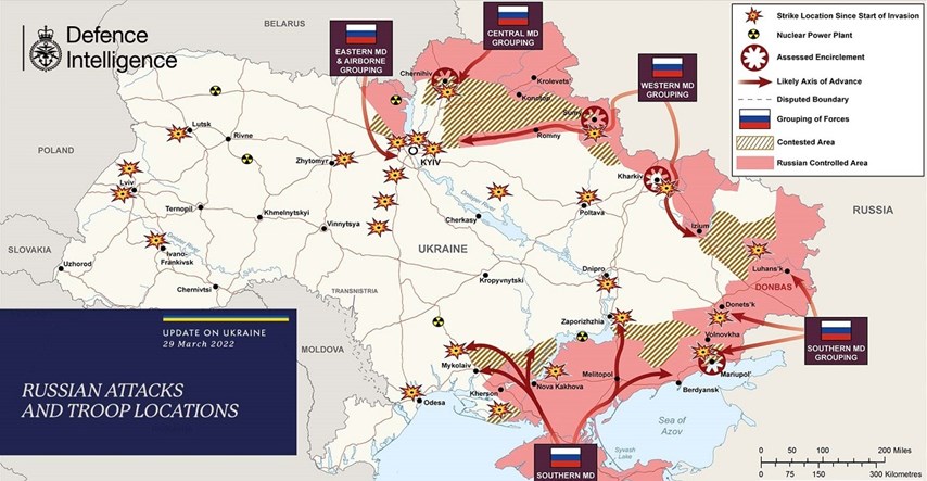 FOTO Ovo je nova britanska karta ruskih napada