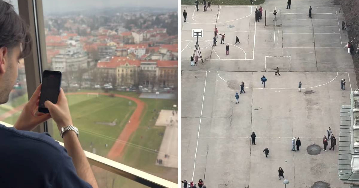 Djeca pred zagrebačkim hotelom u kojem su reprezentativci zaigrala rukomet