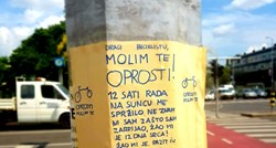 Na križanju u Zagrebu osvanula poruka: Dragi biciklistu, oprosti. Kreten u autu