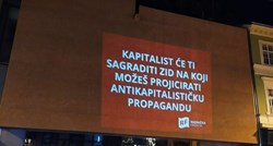 FOTO Radnička fronta na kući Ante Vlahovića projicirala poruke