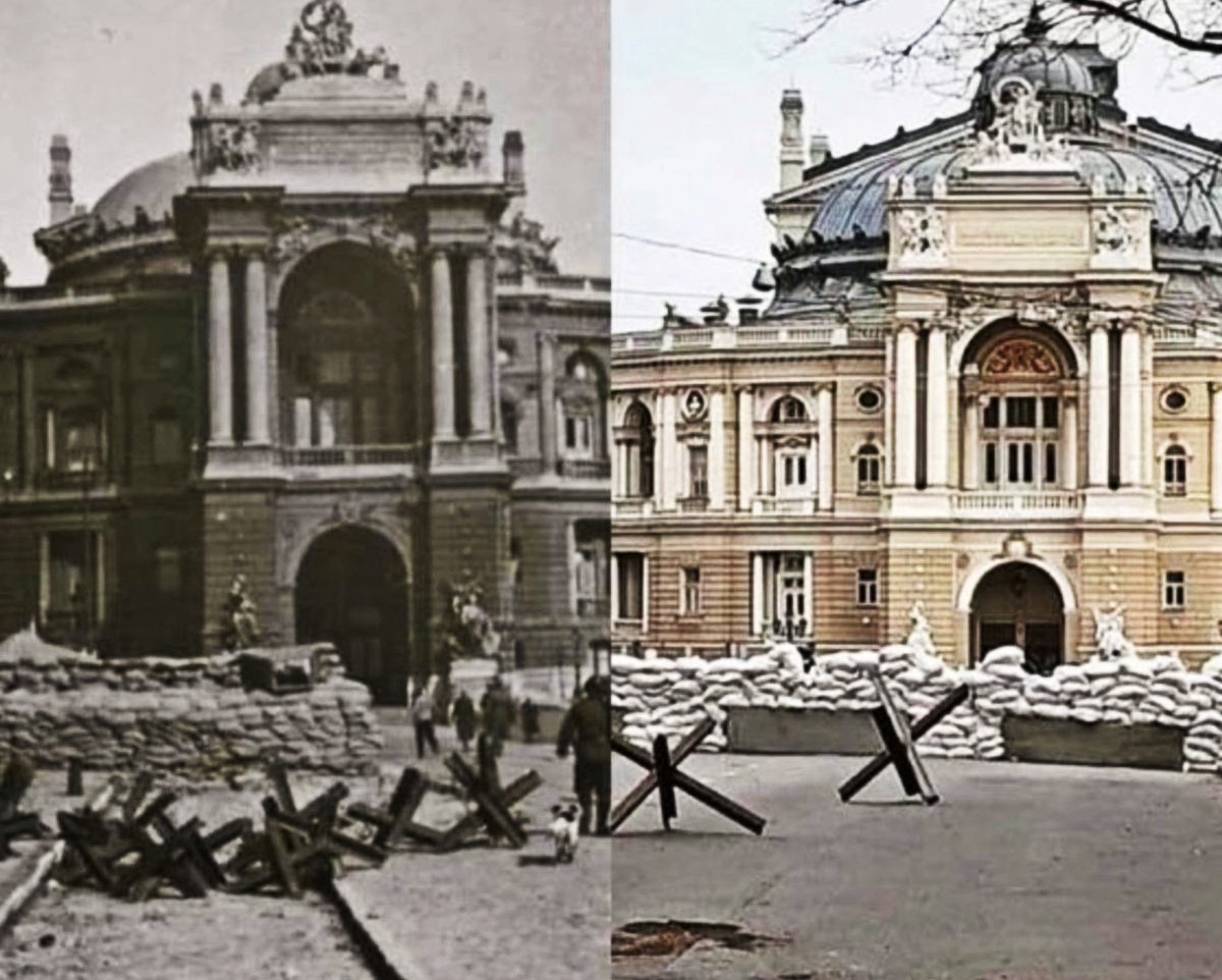 Lijevo je slika iz ukrajinske Odese 1942., a desno danas