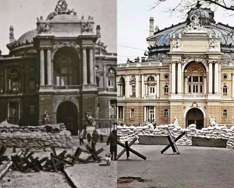 Lijevo je slika iz ukrajinske Odese 1942., a desno danas