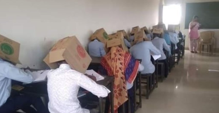 Na fakultetu natjerali studente da pišu ispite s kartonskim kutijama na glavi