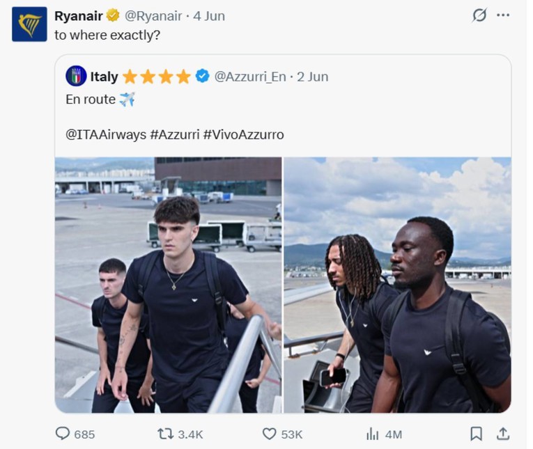 Ryanair se narugao Italiji zbog neuspjeha na Svjetskom prvenstvu