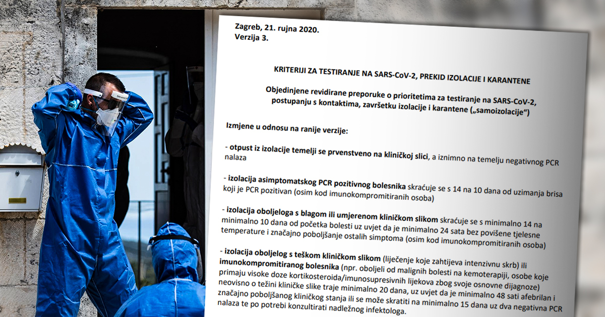 HZJZ objavio promjene za izolaciju i testiranje