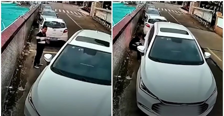 Kinez pokušao paralelno parkirati, nije mu išlo pa je auto ugurao rukama na parking