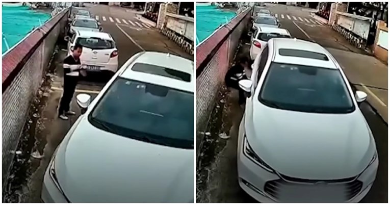 Kinez pokušao paralelno parkirati, nije mu išlo pa je auto ugurao rukama na parking