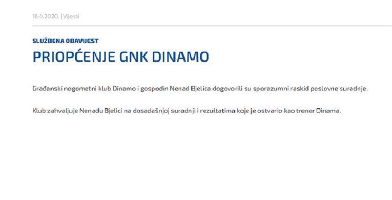 Dinamo se od Bjelice rastao s jedva dvije rečenice, pročitajte ih