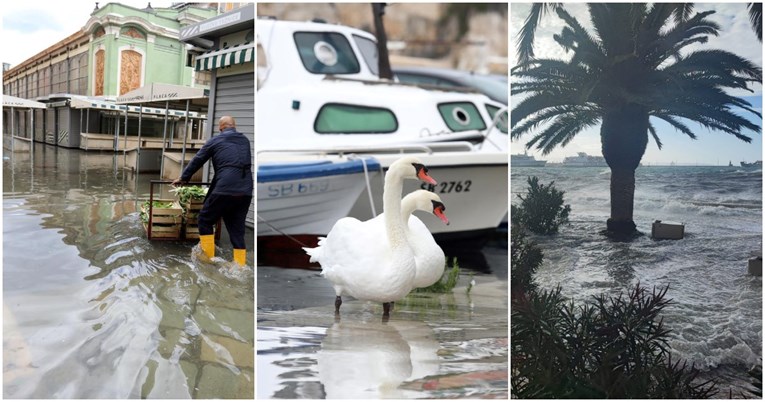 FOTO I VIDEO Pogledajte poplavljene rive u Splitu, Šibeniku, Zadru, Rijeci...