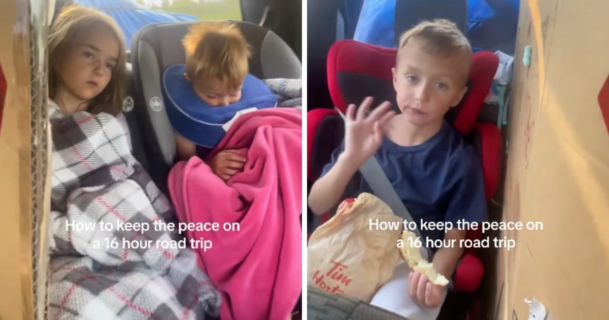 Mama je snimila kako održava mir između djece tijekom 16-satnog putovanja automobilom