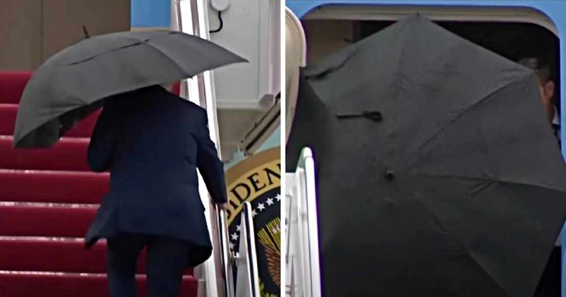 Trumpova borba s kišobranom postala viralni hit