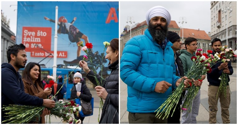 VIDEO Strani radnici na zagrebačkom Trgu ženama dijelili cvijeće za Dan žena