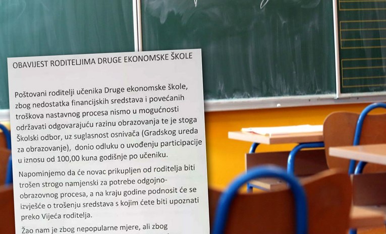 U srednjoj školi u Zagrebu svaki učenik mora dati 100 kuna jer nemaju za nastavu