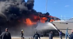VIDEO Veliki požar progutao jahtu od 20 metara u Sukošanu