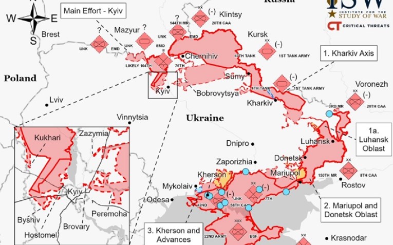 Institut za rat: Rusi će teško ostvariti ciljeve. Bit će vrlo nasilno i krvavo