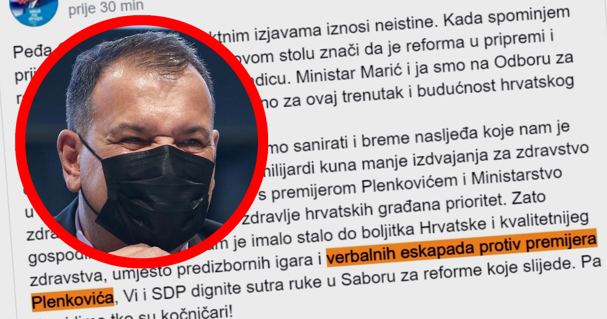 Beroš se na Fejsu ulizuje Plenkoviću i napada Grbina