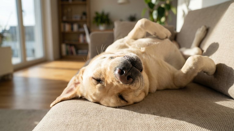 Što znači kad pas spava na leđima? Nije slučajno