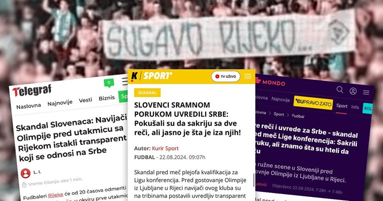 Srbi o poruci slovenskih navijača pred Rijeku: Sramotna mržnja prema Srbima