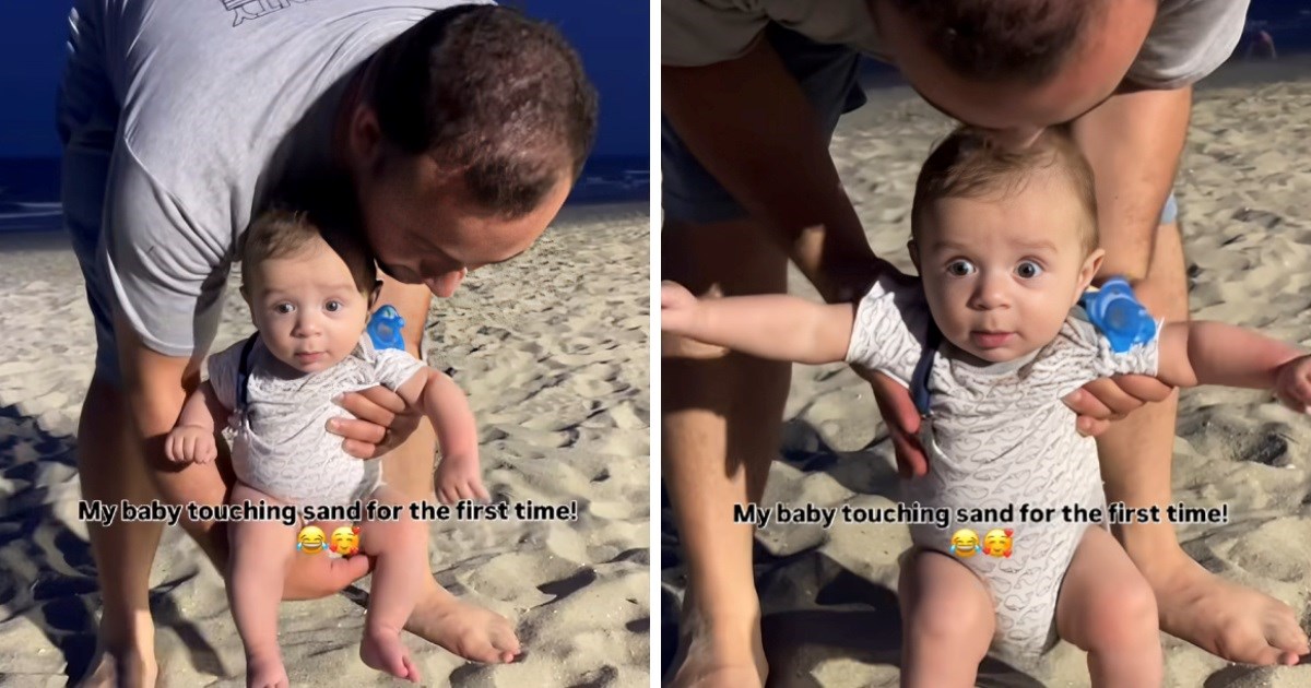 Beba je prvi put osjetila pijesak pod nogama, slatka reakcija će vas nasmijati
