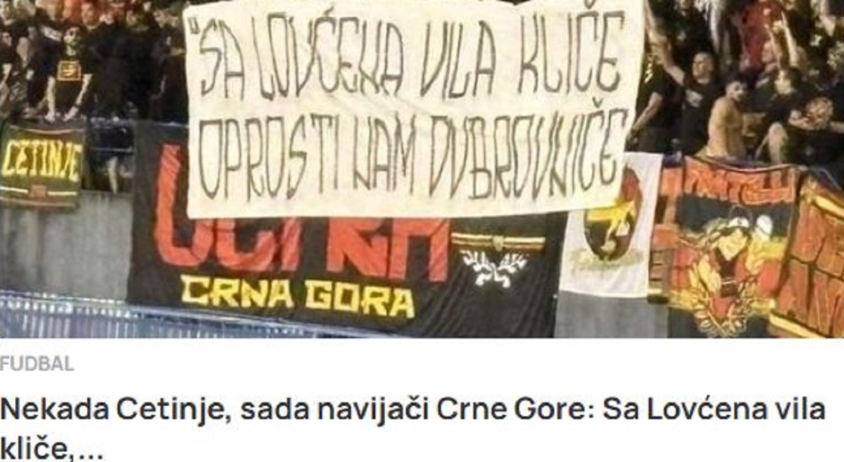 Crnogorci o transparentu: To je za sramotan napad naše zemlje na Dubrovnik