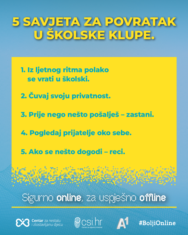 "Sigurno online za uspješno offline". Kampanja za početak školske godine