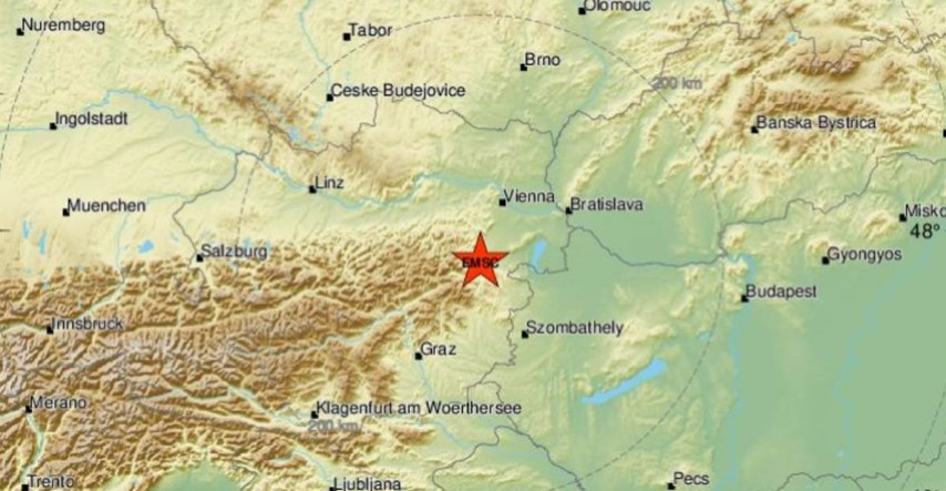 Potres u Austriji magnitude 4.3 po Richteru