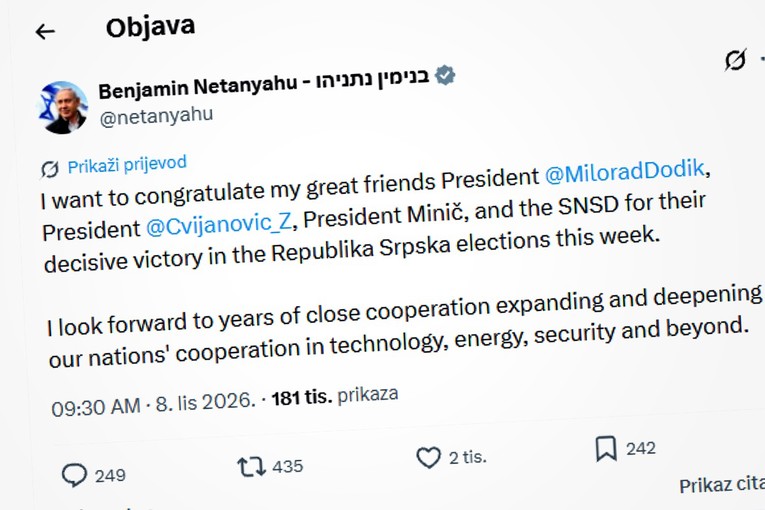 Netanyahu: Čestitam svom velikom prijatelju Miloradu Dodiku