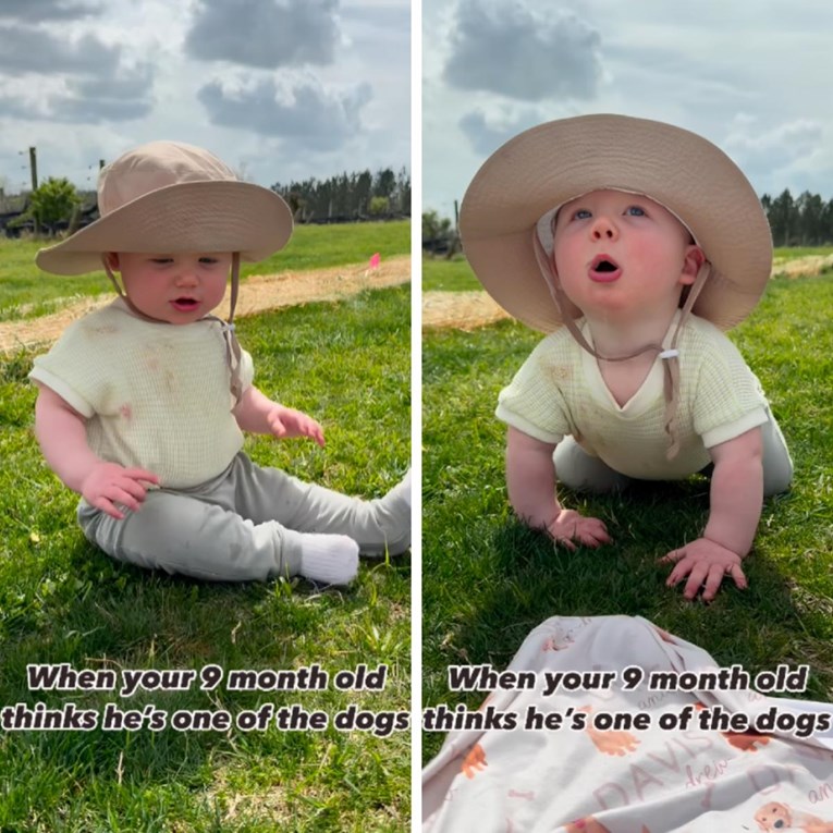 Devetomjesečna beba odrasta uz dva psa, mama podijelila video u kojem ih oponaša