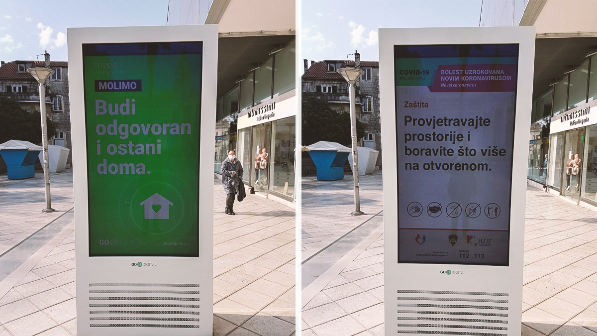 Ovo su poruke Splićanima: "Boravite što više na otvorenom" i "Ostani doma"