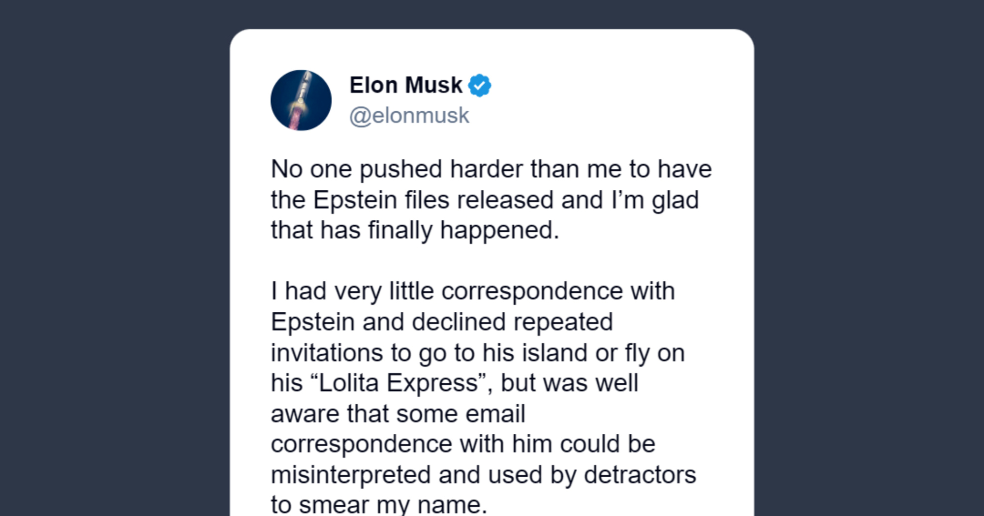 Musk: Svjestan sam da se dio moje prepiske s Epsteinom može krivo protumačiti