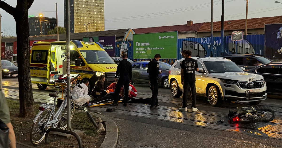 VIDEO Biciklist ozlijeđen u sudaru s autom kod Branimir centra u Zagrebu