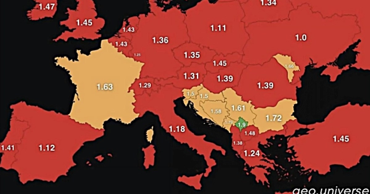 Musk podijelio kartu fertiliteta u Europi. Samo se Kosovo zeleni