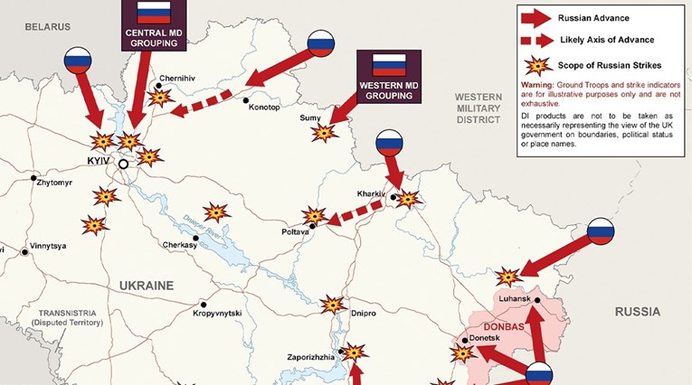 FOTO Britanija objavila kartu s ruskim napadima