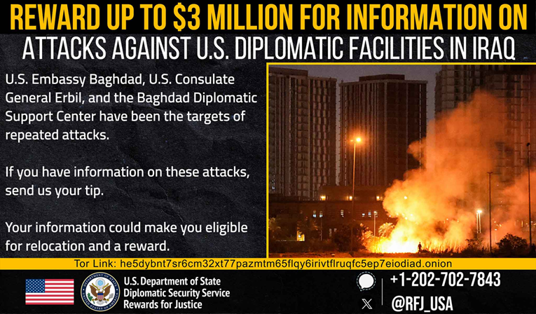 State Department nudi bogatu nagradu za informacije o napadima na svoje objekte u Iraku