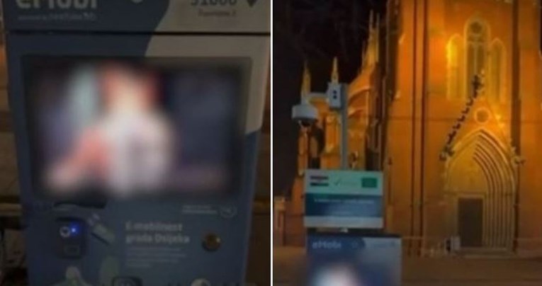 Pred osječkom katedralom na ekranu gradskog prijevoza vrtio se pornić: "Hakirani smo"
