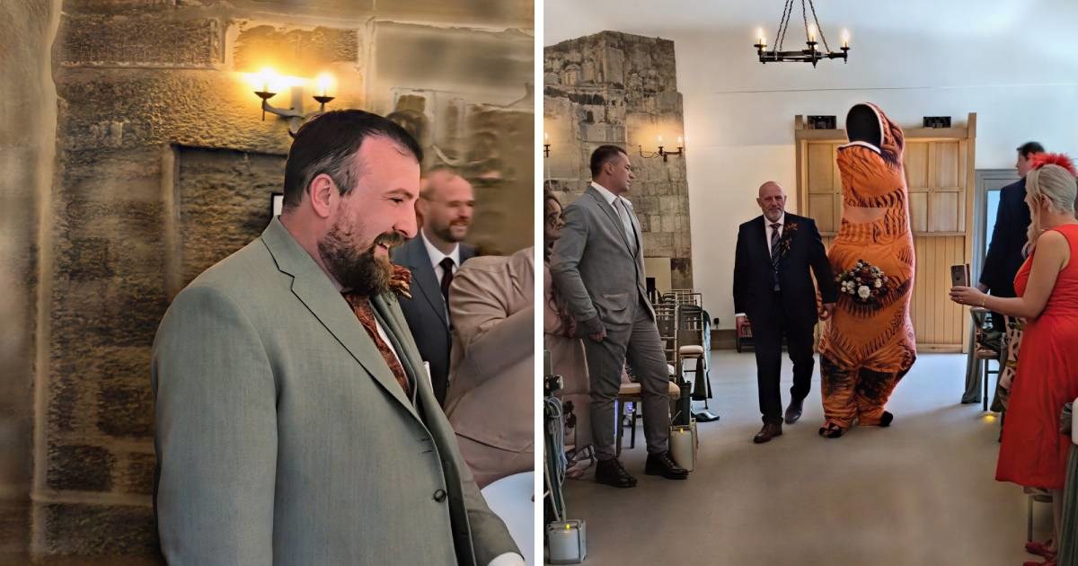 Mladenka iznenadila goste: Udala se u kostimu dinosaura