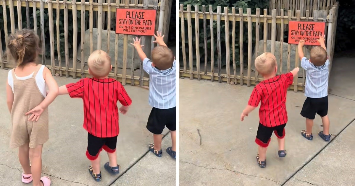 Dječak htio obraniti brata i sestru od "dinosaura" u parku. Video će vas nasmijati