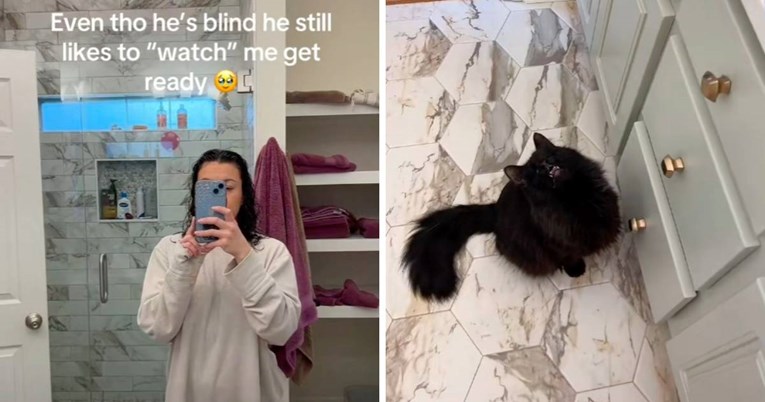 Slijepi mačak svako jutro prati svoju vlasnicu, video topi srca