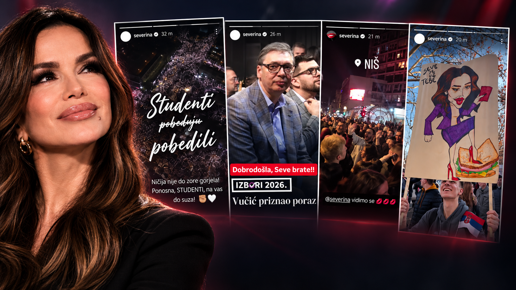 Severina se oglasila nakon Vučićevog poraza, objavila emotivnu poruku studentima