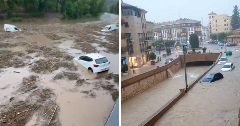 VIDEO Velike poplave u Španjolskoj. Auti plivali cestama, tuča oštetila avion u letu