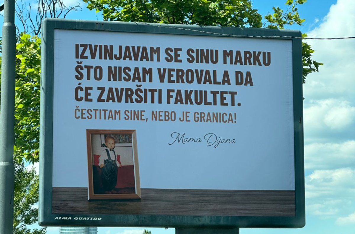 Plakat mame Dijane: Ispričavam se sinu Marku što nisam vjerovala da će završiti faks