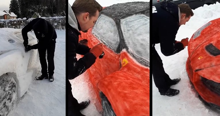 VIDEO Napravili Ferrari od snijega