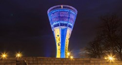 Predivan prizor u Vukovaru: Vodotoranj zasvijetlio u bojama Ukrajine