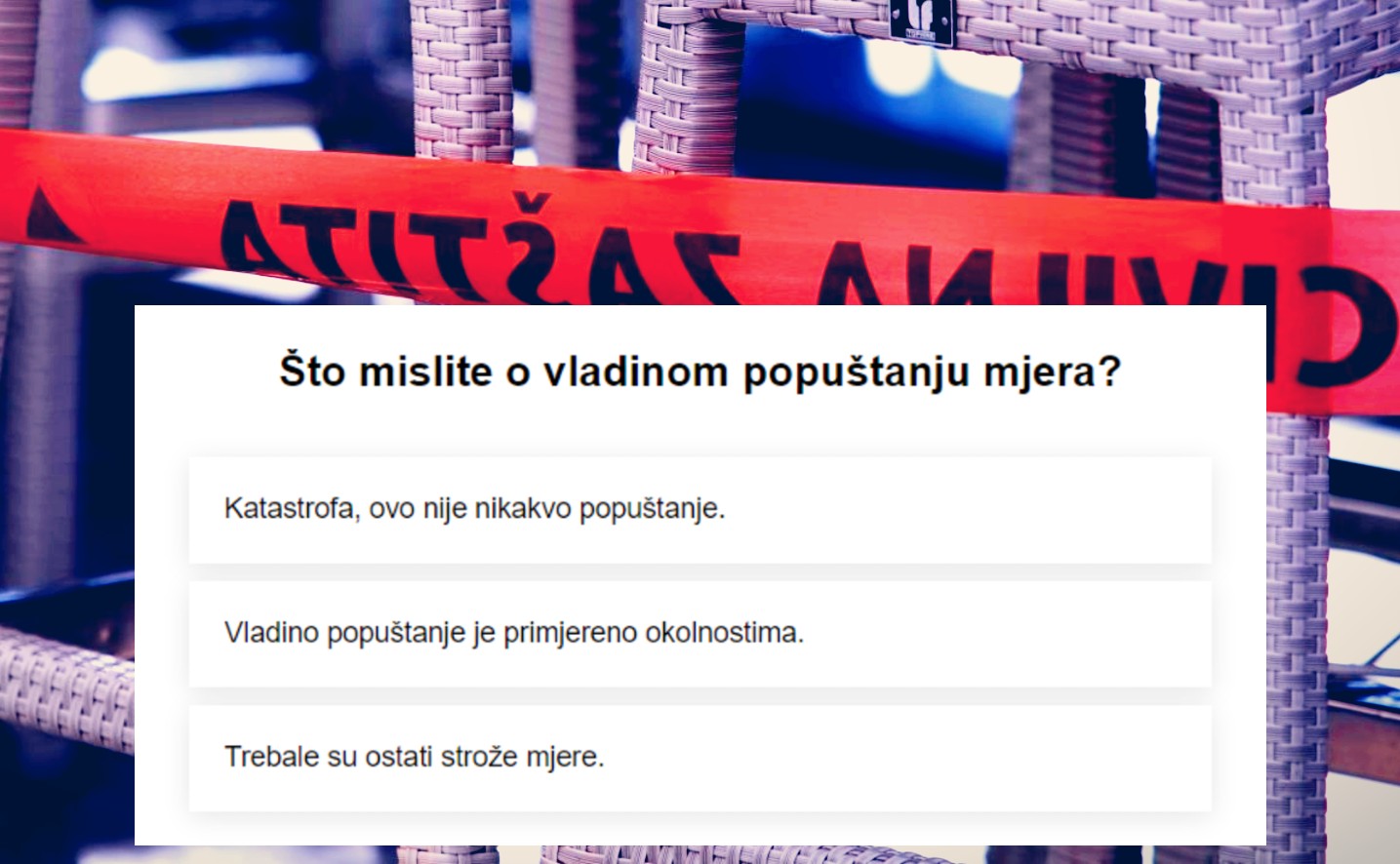 ANKETA Što mislite o današnjem popuštanju mjera?