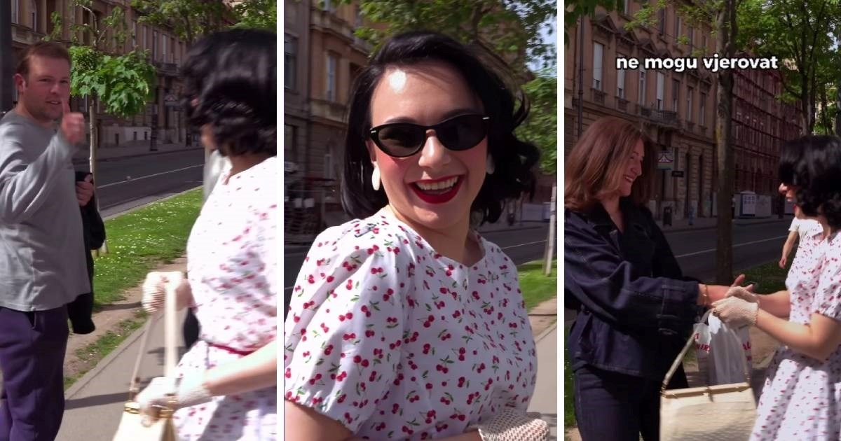 VIDEO Prošetala centrom Zagreba u stilu 1950-ih. Pogledajte reakciju prolaznika