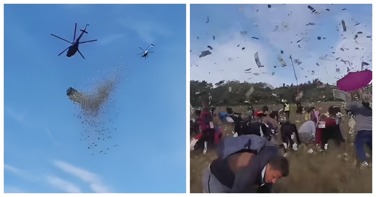 Influencer bacio milijun dolara iz helikoptera, 4000 ljudi mahnito skupljalo novac