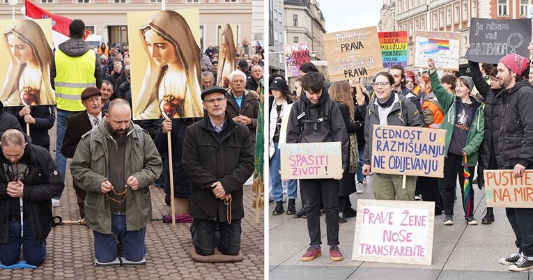 FOTO Klečavci molili u Zagrebu, došli prosvjednici s puno transparenata. Pogledajte