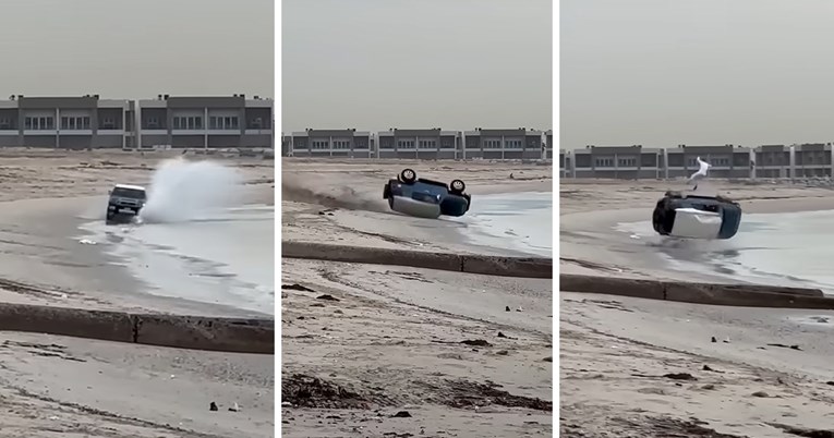 VIDEO Vozač Toyote katapultiran nakon što je pokušao biti faca na plaži