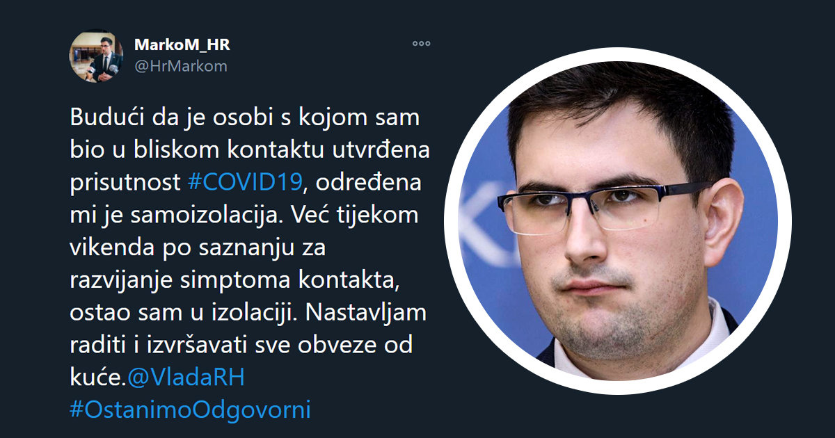 Glasnogovornik vlade: U samoizolaciji sam, bio sam u bliskom kontaktu